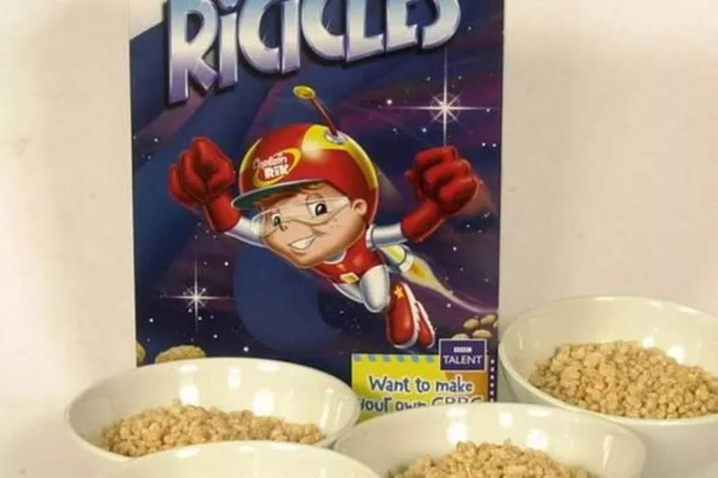 Ricicles cereal box and bowl