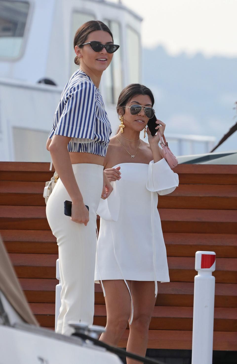 Kendall Jenner and her sister Kourtney Kardashian are spotted on a yacht in Cannes, France