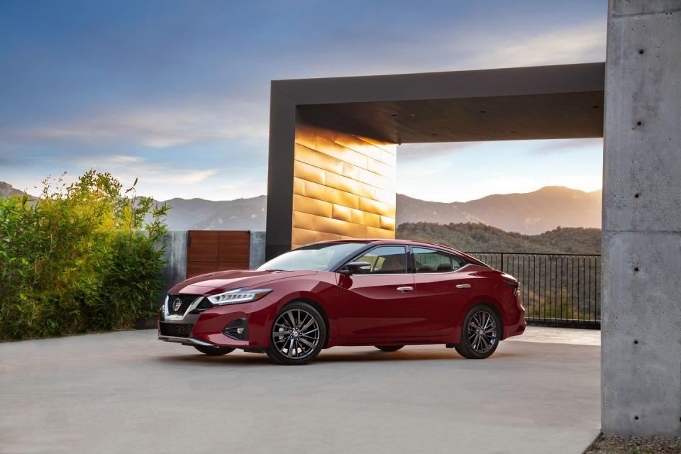 <p>Our favorite full-size four-door is <a rel="nofollow noopener" href="https://www.caranddriver.com/nissan/maxima" target="_blank" data-ylk="slk:the stylish Nissan Maxima;elm:context_link;itc:0;sec:content-canvas" class="link ">the stylish Nissan Maxima</a>. Think of the Maxima as an athlete in a well-tailored suit, with a spacious, luxurious cabin and a competent chassis and powerful V-6 engine. The interior is available with quilted leather and faux-suede accents; even nicer semi-aniline leather is offered on high-end Platinum models. The taut chassis delivers <a rel="nofollow noopener" href="https://www.caranddriver.com/reviews/2019-nissan-maxima-sedan-drive" target="_blank" data-ylk="slk:a satisfying ride and handling balance;elm:context_link;itc:0;sec:content-canvas" class="link ">a satisfying ride and handling balance</a>, in keeping with the Maxima’s “4DSC” (four-door sports car) nickname.</p>