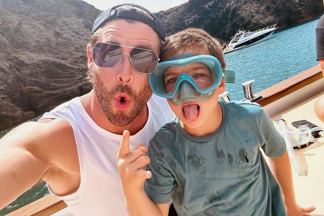 <p>Instagram/chrishemsworth</p> Chris Hemworth and his son