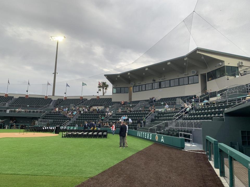 To enhance the fan experience, chairback seating with cup holders and new premium seating options were added throughout Melching Field at Conrad Park.