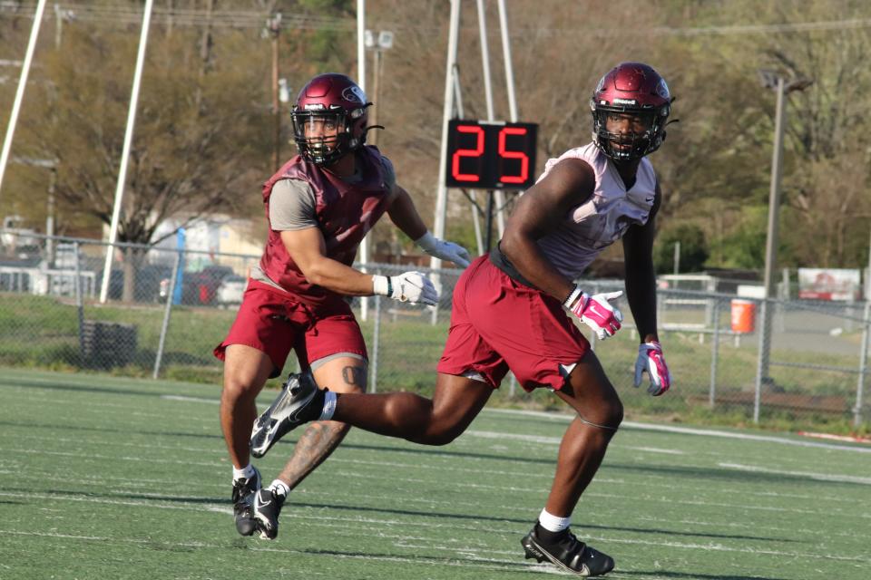 At 6-4 and 222 pounds, former four-star 2017 recruit and South Carolina wide receiver OrTre' Smith (right) projects as one of N.C. Central's top offensive weapons for 2022. He chose the HBCU over various FBS transfer spots.