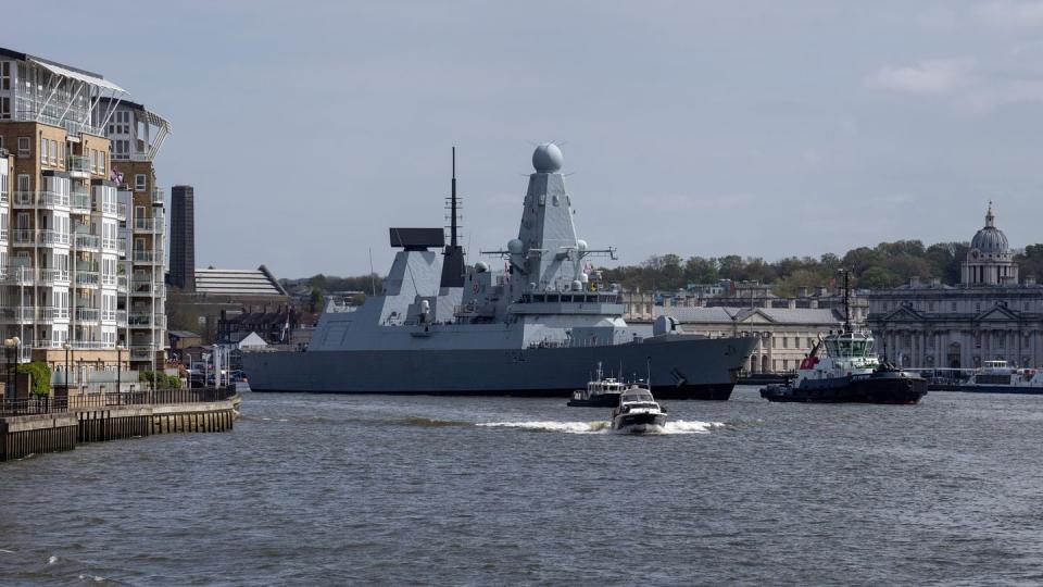 The British destroyer HMS Diamond sails May 2, 2023, by London, England. (Carl Court/Getty Images)
