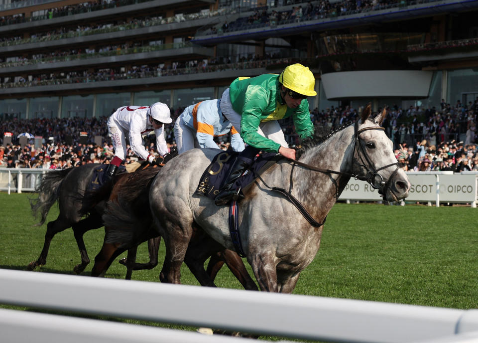 Horse Racing - Royal Ascot 2024 - Ascot Racecourse, Ascot, Britain - June 18, 2024 Belloccio ridden by William Buick wins the 18:15 Copper Horse Handicap Action Images via Reuters/Andrew Boyers