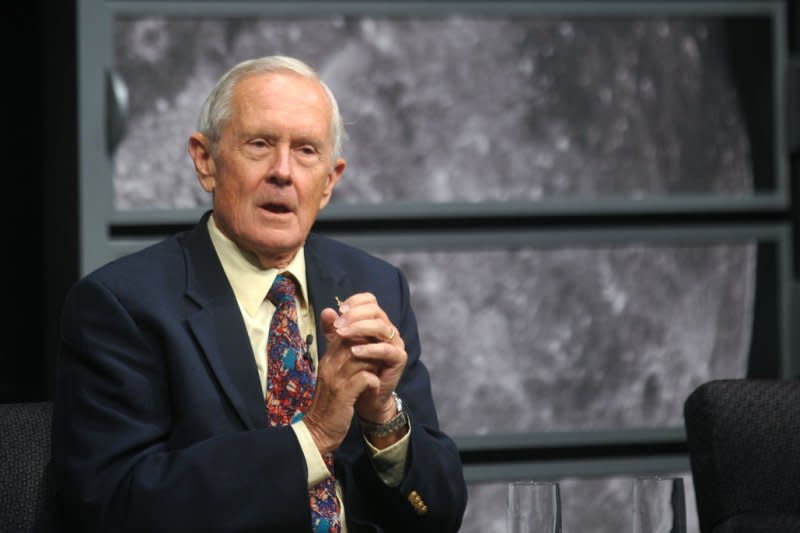 Charles Duke Jr., Lunar Module pilot of Apollo 16 speaks during a panel discussion on the Apollo legacy at the Newseum in Washington on July 20, 2009. On April 22, 1972, Apollo 16 astronauts John Young and Duke walked and rode on the surface of the moon for 7 hours, 23 minutes. File Photo by Kevin Dietsch/UPI