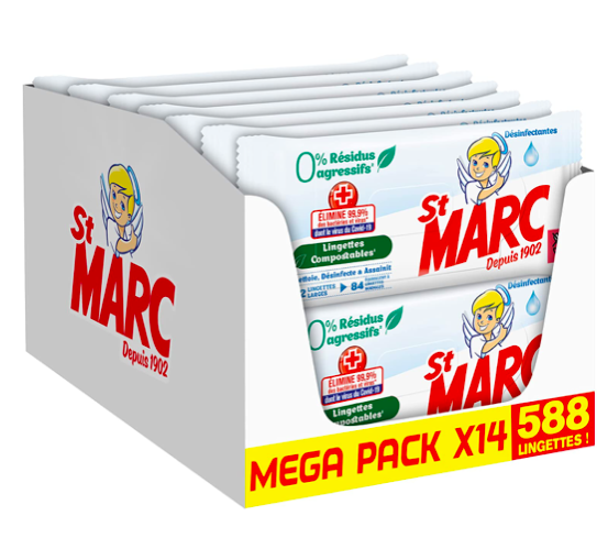 Lot de 588 lingettes désinfectantes St Marc