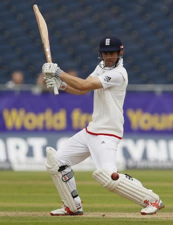 England's Alastair Cook hits a four Action Images via Reuters / Jason Cairnduff