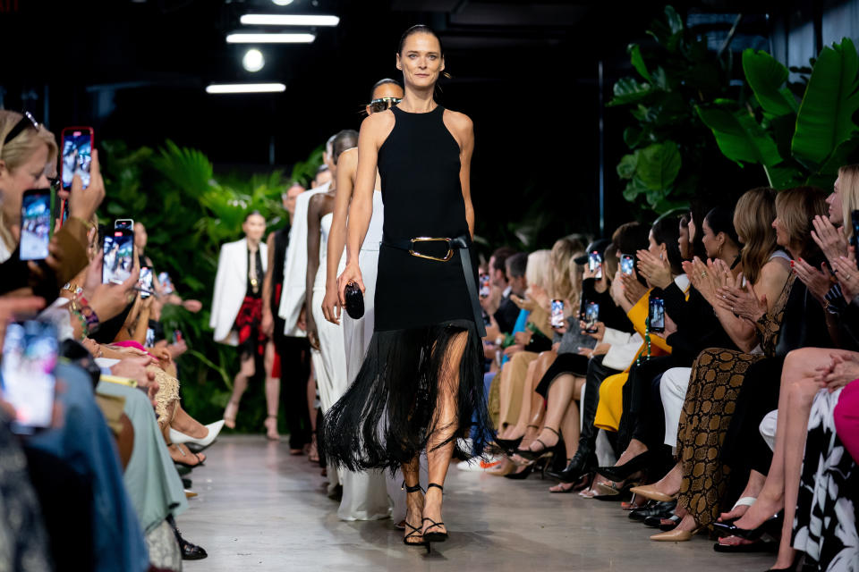 The Michael Kors collection is modeled during Fashion Week, Wednesday, Sept. 14, 2022, in New York. (AP Photo/Julia Nikhinson)