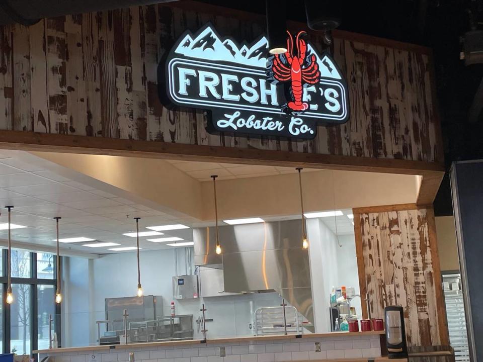 The lights were on, but the Freshie’s Lobster Co. space was empty Monday at the Warehouse Food Hall.