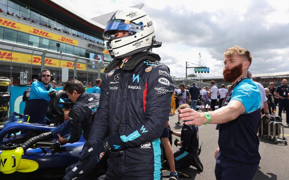 Alexander Albon of Thailand and Williams prepares to drive on the grid during the F1 Grand Prix of Great Britain at Silverstone Circuit on July 09, 2023 in Northampton, England