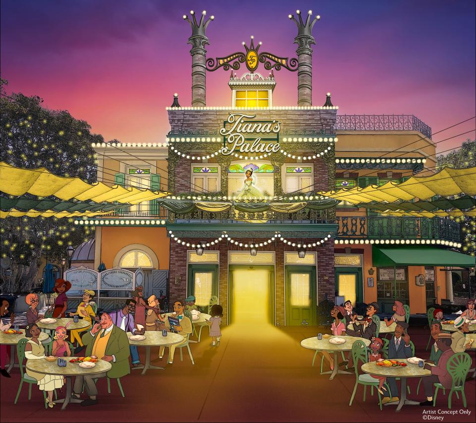 Tiana's Palace will be a quick-service restaurant when it opens at Disneyland. It will not offer character dining, though guests may see Princess Tiana in New Orleans Square.