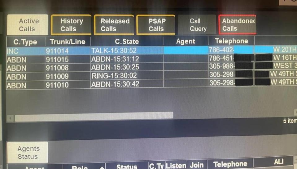 Employees of the Hialeah 911 Emergency Department have raised concerns that the understaffingis impacting the quality of service in the unit, preventing them from attending to all the calls they receive on a daily basis. In order to protect the identity of the operators and the privacy of individuals who called the emergency number, the phone numbers and addresses of the calls have been edited.