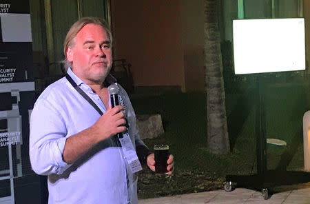 Kaspersky Lab CEO Eugene Kaspersky speaks at opening reception at the Kaspersky Security Analyst Summit in Cancun, Mexico, March 7, 2018. REUTERS/Jim Finkle