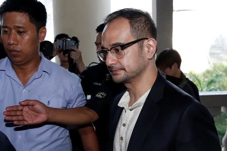 Riza Aziz, stepson of former Malaysia's Prime Minister Najib Razak, arrives at a court in Kuala Lumpur