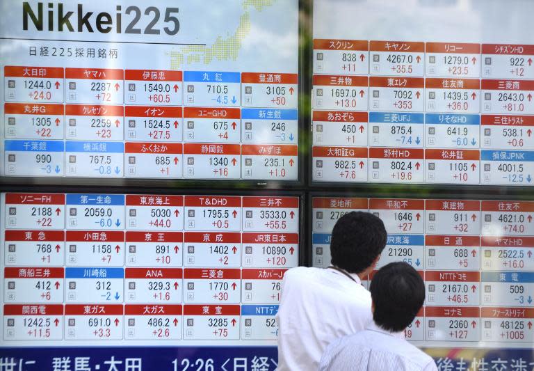 Japan's Nikkei stock index has climbed for a 10 straight day as the dollar advanced to an 12-year high against the yen, while Shanghai extended gains to more than 15 percent over the past eight sessions