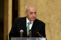 FILE PHOTO: Lebanese Parliament Speaker Nabih Berri is seen at the presidential palace in Baabda