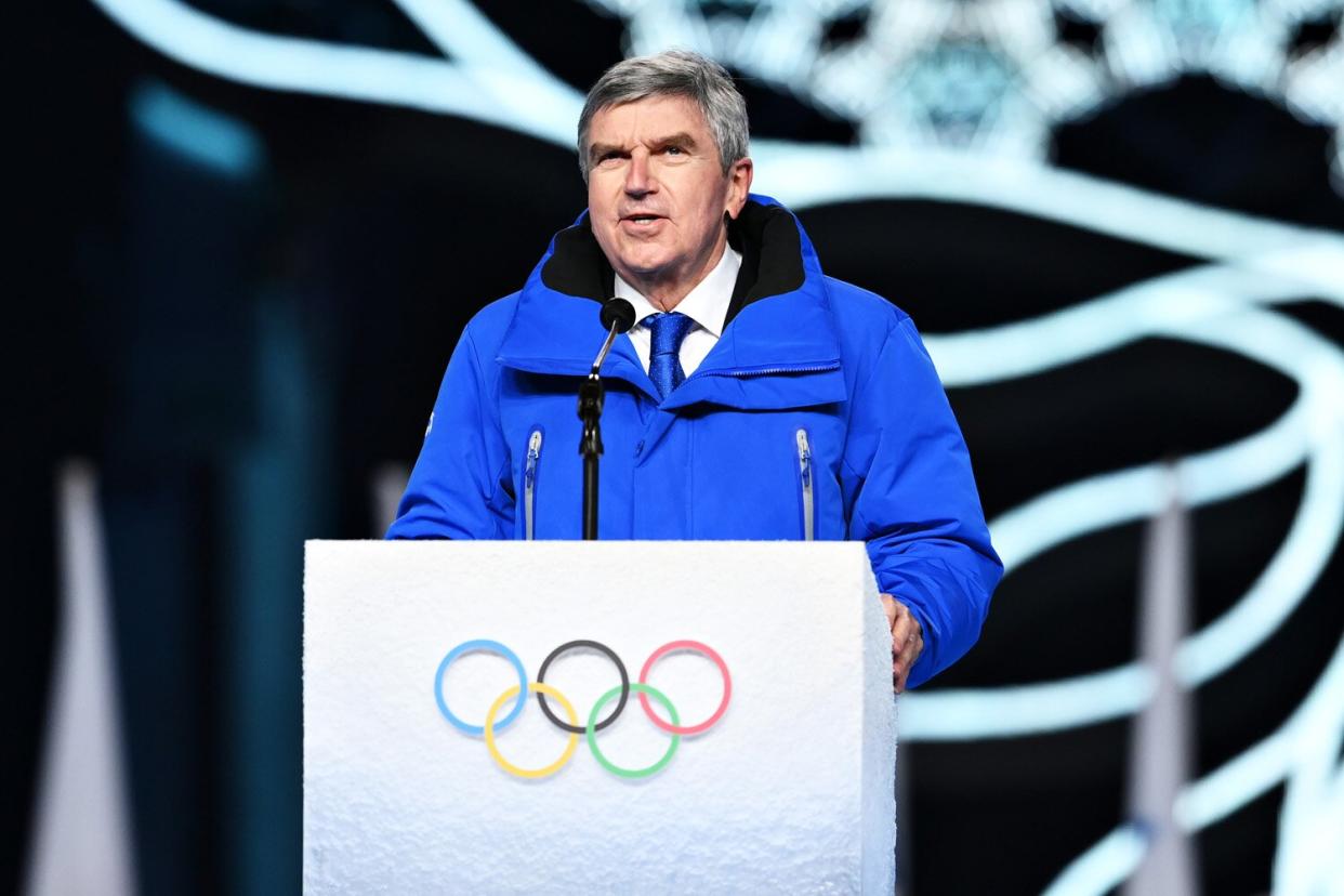 Thomas Bach, IOC President makes a speech during the Opening Ceremony of the Beijing 2022 Winter Olympics