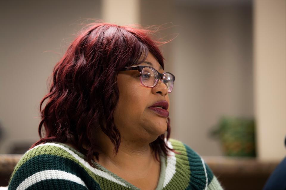 Danielle Brown talks about her concern for the young adults who have gone through DCS and currently in an organization called Project Transition at King Solomon Missionary Baptist Church in Nashville , Tenn., Saturday, Feb. 25, 2023.