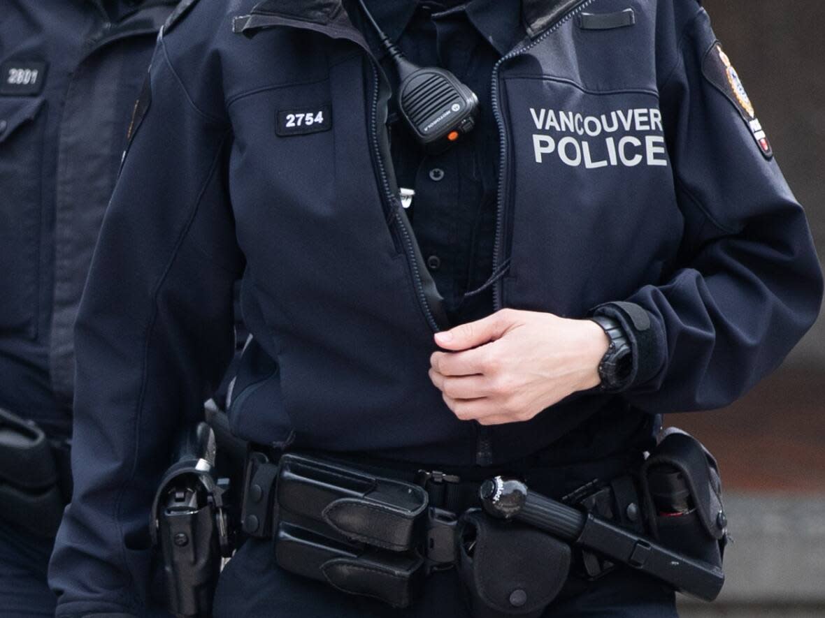 Members of the Vancouver Police Department are expected to be outfitted with body cameras by 2025. (Maggie MacPherson/CBC - image credit)