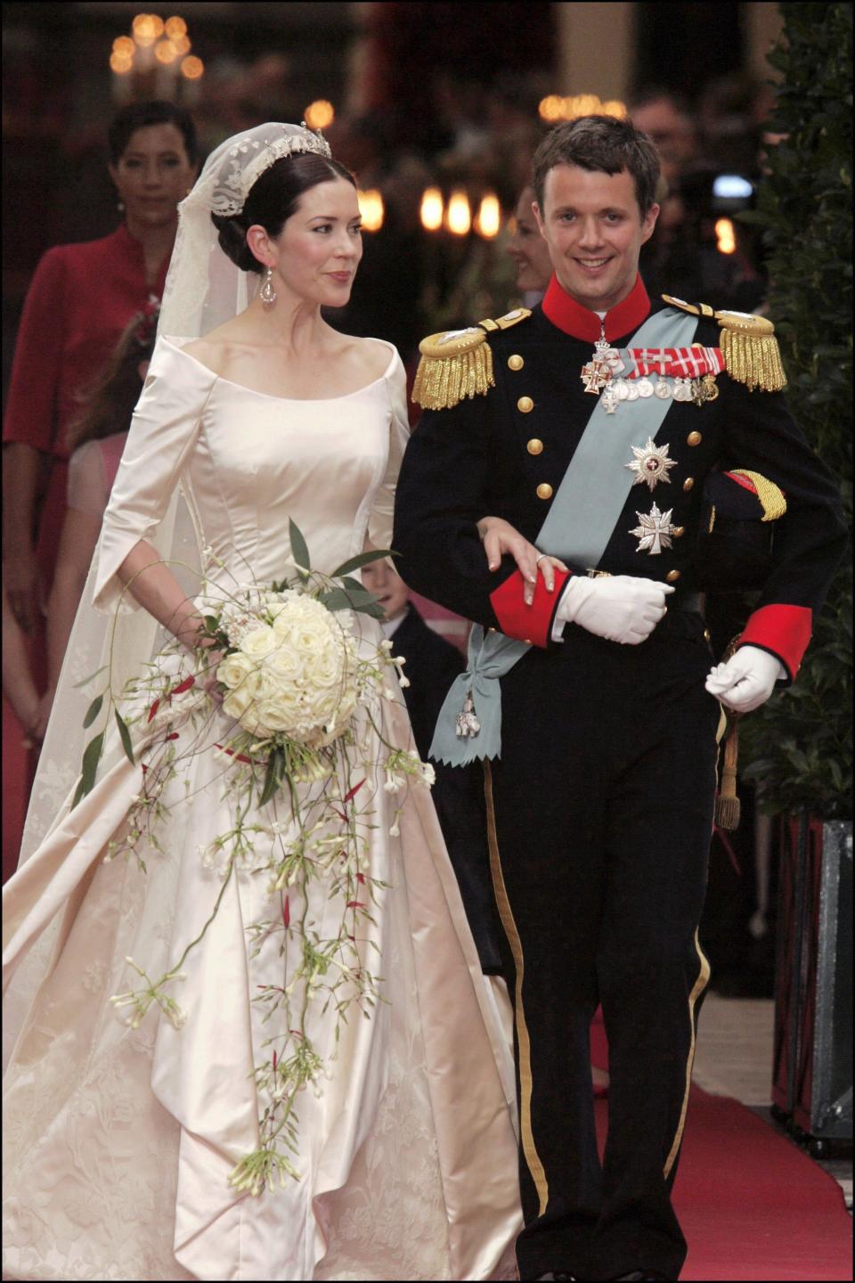 Wedding of Prince Frederik of Denmark and Mary Donaldson : After the ceremony in Copenhagen, Denmark on May 14, 2004.  