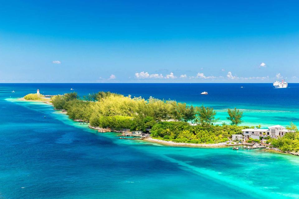 <p>getty</p> Famous iconic lighthouse view at Nassau, Bahamas, on Paradise Island