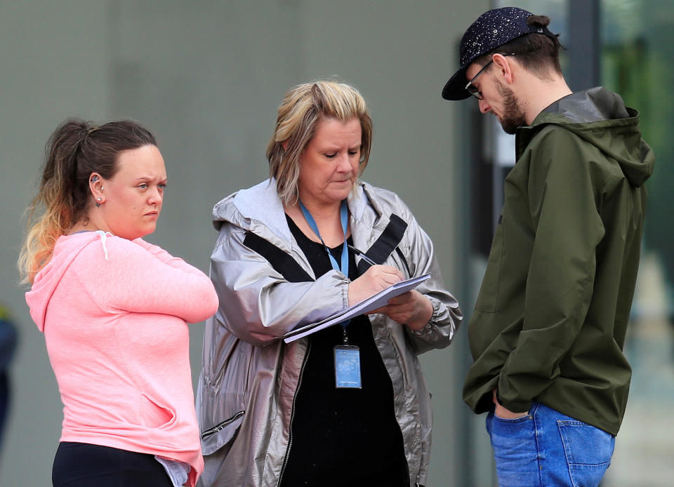 <p>People arrive at a support center at Manchester City’s Etihad Stadium, Manchester, Britain, May 23, 2017. (Jon Super/Reuters) </p>