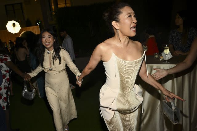 <p>Michael Buckner/Variety via Getty</p> Awkwafina and Sandra Oh