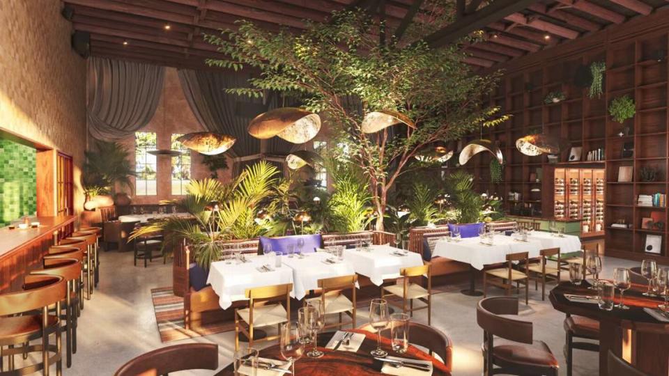A rendering of the interior dining room of Fooq’s Mediterranean restaurant, which will open in Miami’s Little River neighborhood.