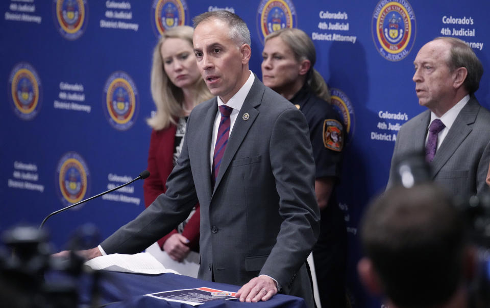 Mark Michalek, FBI special agent in charge of the Denver field office, responds to a question during a news conference after a hearing for the suspect in a mass shooting at a gay nightclub Monday, June 26, 2023, in Colorado Springs, Colo. The suspect pleaded guilty in the attack that left five people dead and wounded multiple others just before Thanksgiving Day 2022 at the longtime sanctuary for the LGBTQ+ community in this mostly conservative city. (AP Photo/David Zalubowski)