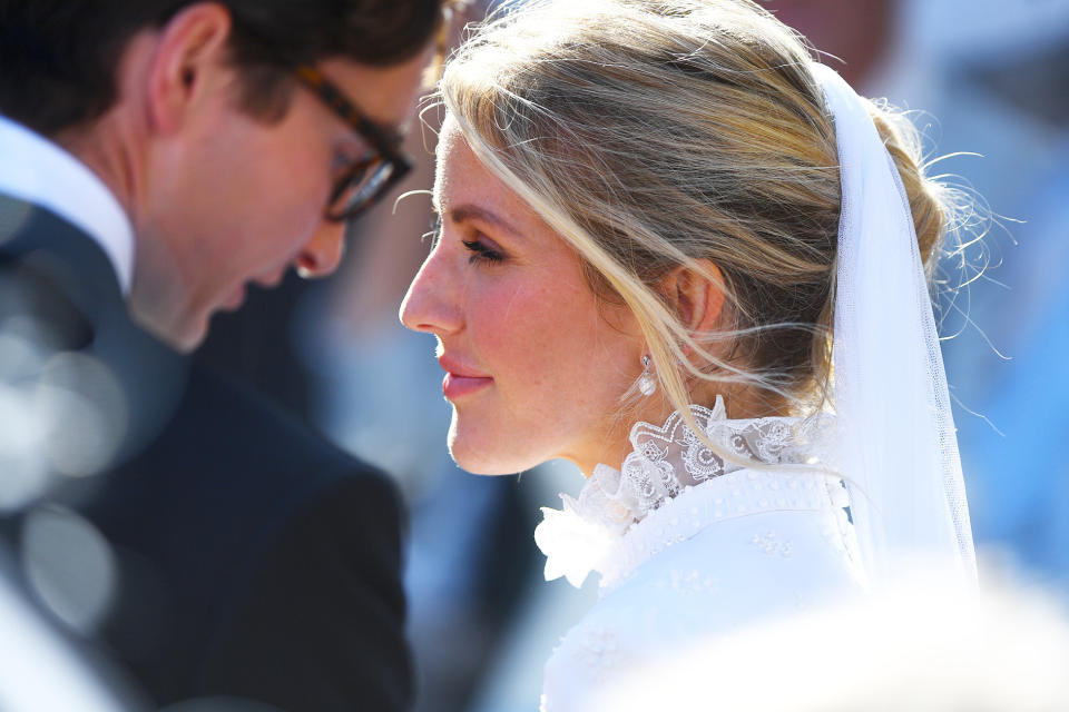 Newly married Ellie Goulding and Caspar Jopling leave York Minster after their wedding. (Photo by James Hardisty/PA Images via Getty Images)