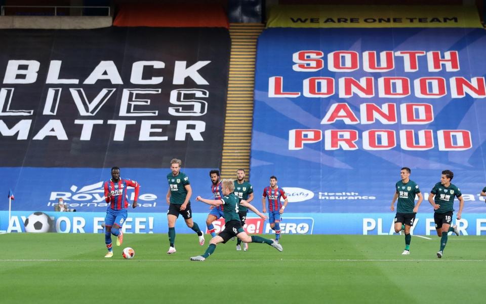 Palace, like many other Premier League clubs, have Black Lives Matter banners covering their seats - Reuters