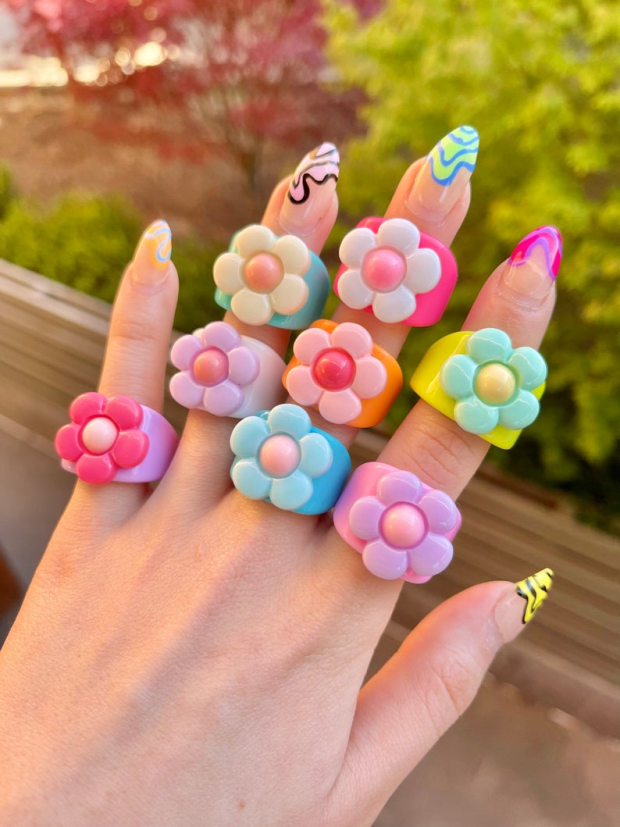 <p><strong>Chunky Floral Rings, $12.50, <a href="https://rstyle.me/+dGgM66v6Sz30kDr4CG-QRg" rel="nofollow noopener" target="_blank" data-ylk="slk:available here;elm:context_link;itc:0;sec:content-canvas" class="link ">available here</a>:</strong> <strong>"</strong>I can’t imagine a better way to jump on the chunky ring trend than with one of these floral numbers from one of my favorite resin Etsy shops." —Liza Sokol, Senior Audience Development Manager</p>