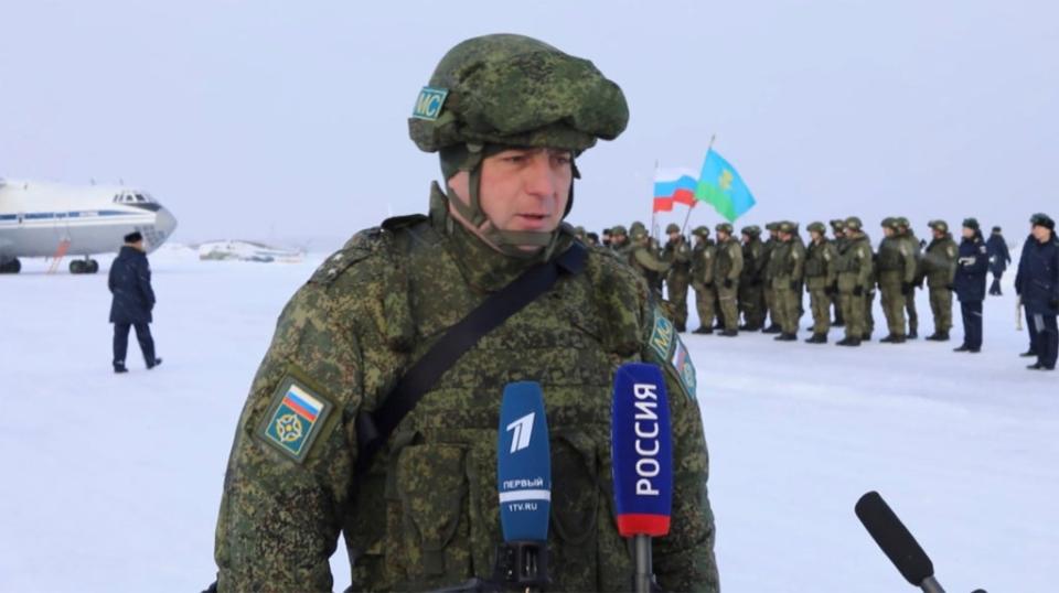 Sukharev was seen on Russian TV in January when he led his troops back from Kazakhstan (GTRK Kostroma/east2west news)