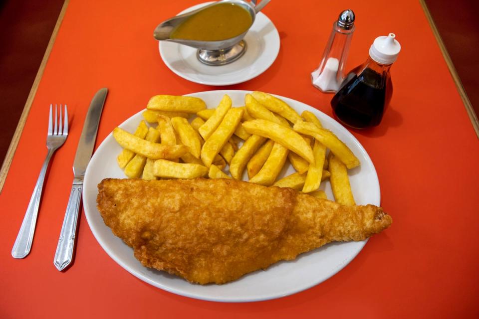 Glistening: Haddock and chips with curry sauce (Adrian Lourie)