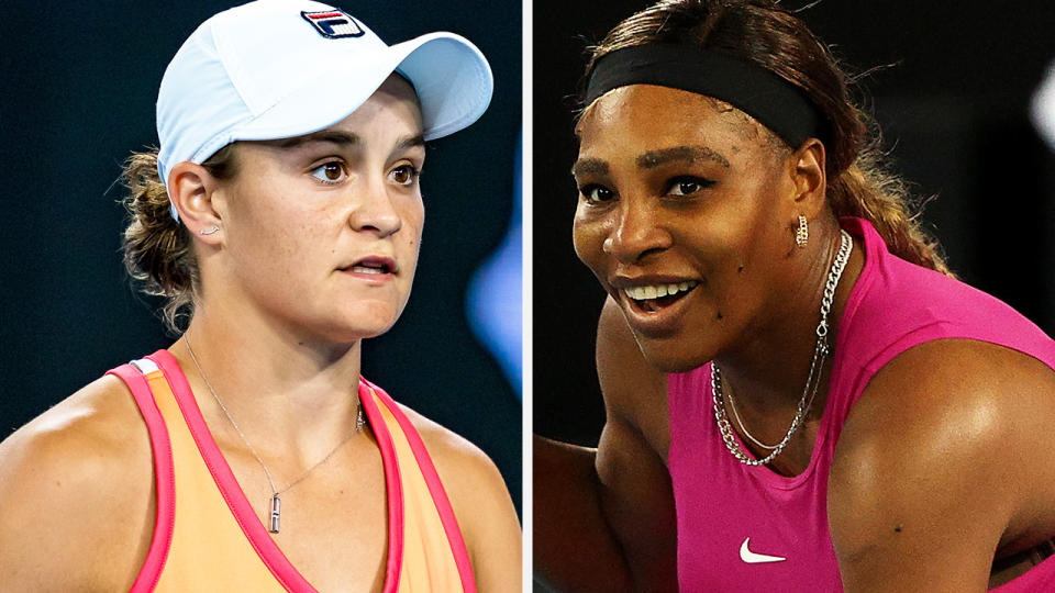 Ash Barty has been denied a chance to face Serena Williams, with the American star withdrawing from the Yarra Valley Classic due to a shoulder issue. Pictures: Getty Images