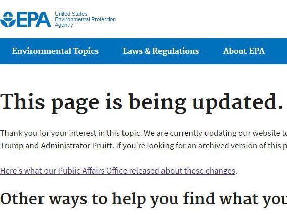 The image which now appears under the Environmental Protection Agency's web page on climate change (EPA/screengrab)