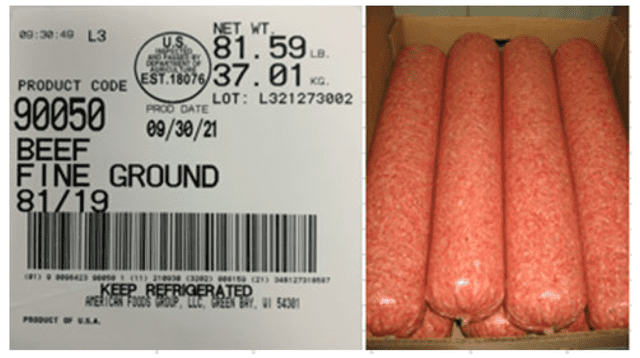 <p>USDA FSIS</p> One of the recalled ground beef labels