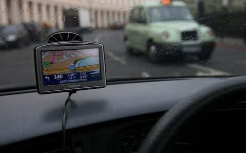 An in-car navigation device, photographed in 2008