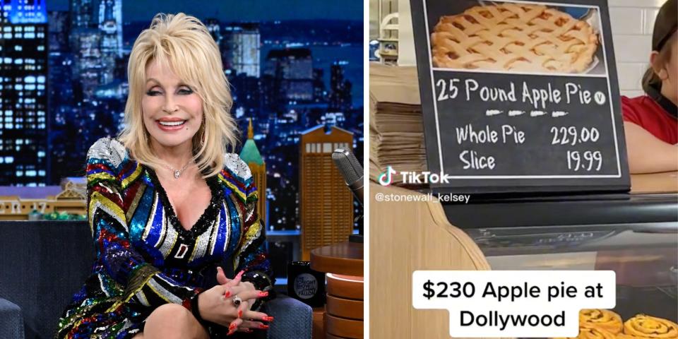 A picture of Dolly Parton and a picture of the pie.