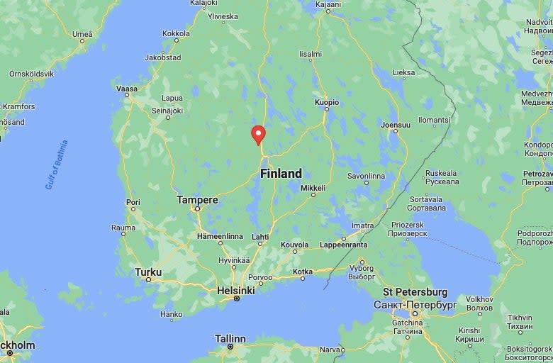 Location of Jyväskylä–Tikkakoski Air Base. <em>Google Maps</em>