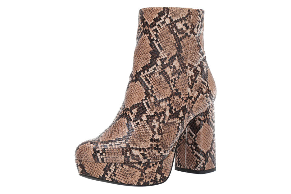 snakeskin, python, boots, booties, platform, heel, steve madden