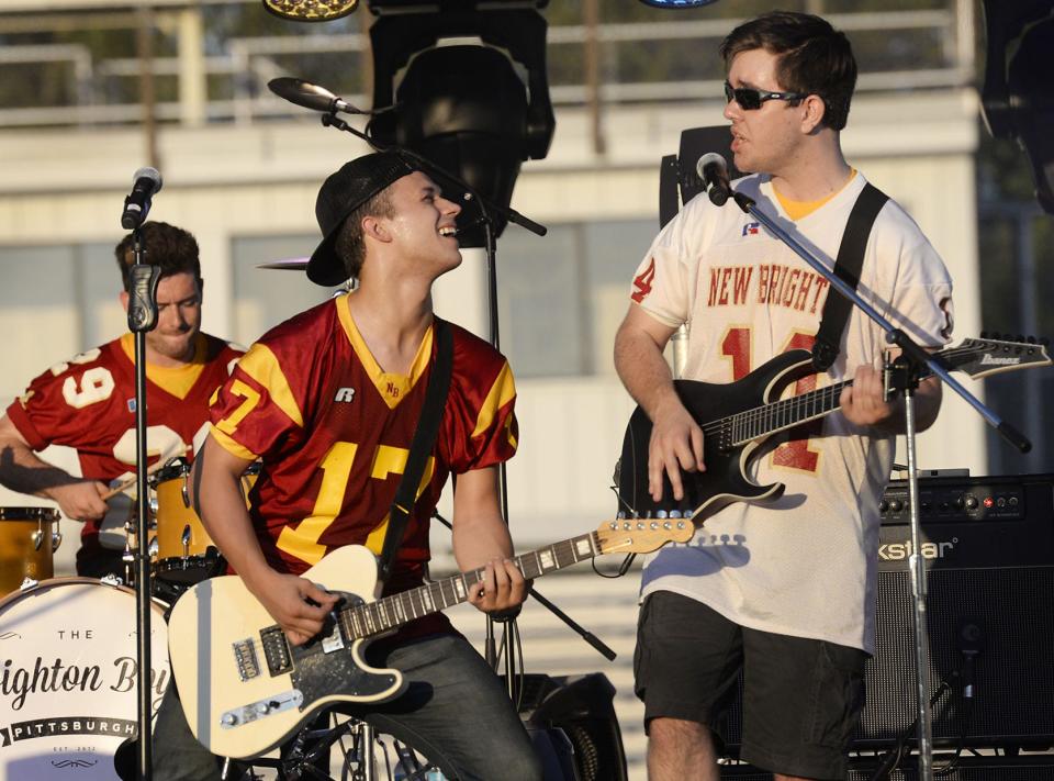 Alex Bobin, right, performs in his hometown of New Brighton today.