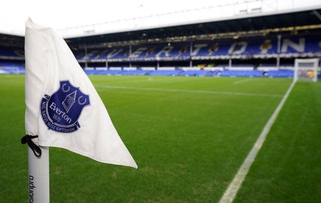 A general view of a corner flag at Goodison Park