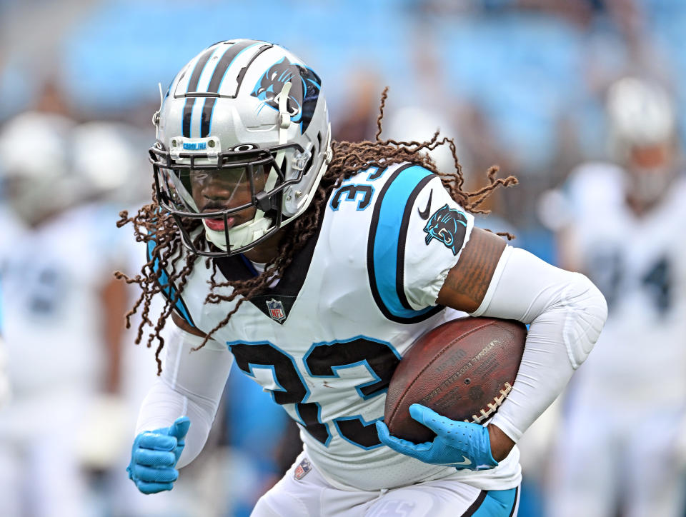 D'Onta Foreman #33 of the Carolina Panthers is back on the fantasy radar