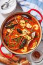 <p>Originating in San Francisco, this tomato-based seafood stew is traditionally filled with whatever seafood is fresh at the market. Since plenty of seafood is available year-round, we went with four of our favorites: shrimp, clams, <a href="https://www.delish.com/cooking/recipe-ideas/recipes/a54228/steamed-mussels-recipe-2/" rel="nofollow noopener" target="_blank" data-ylk="slk:mussels;elm:context_link;itc:0;sec:content-canvas" class="link ">mussels</a>, and halibut. Feel free to swap in or out your seasonal favorites.</p><p>Get the <a href="https://www.delish.com/cooking/recipe-ideas/a31098212/cioppino-recipe/" rel="nofollow noopener" target="_blank" data-ylk="slk:Cioppino recipe;elm:context_link;itc:0;sec:content-canvas" class="link "><strong>Cioppino recipe</strong></a>.</p>