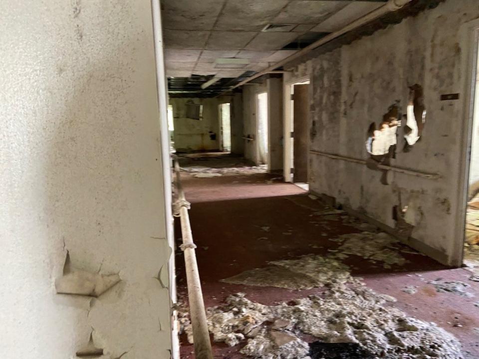 The interior of the annex is heavily damaged and likely will require $80,000 to demolish, according to experts. Photo taken May 11, 2021 during an inspection.