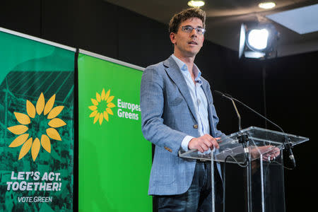 Member of the European Greens party Bas Eickhout campaigns for the European Elections in Budapest, Hungary May 3, 2019. Gabor Banko/LMP/Handout via REUTERS