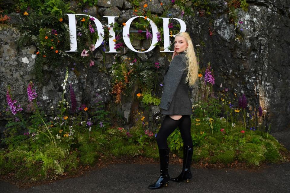 British and US actress Anya Taylor-Joy poses during a photocall prior to the 2025 Dior Croisiere (Cruise) fashion show on June 3, 2024 at Drummond Castle, in Crieff, in Scotland. (Photo by ANDY BUCHANAN / AFP) (Photo by ANDY BUCHANAN/AFP via Getty Images)