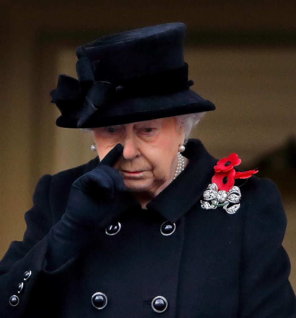 The Queen shed a tear as she watched Remembrance Day. Photo: Getty Images