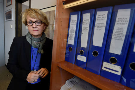 Danuta Hubner, chair of the constitutional committee of the European Parliament poses after an interview in Brussels, Belgium April 24, 2017. Reuters/Eric Vidal